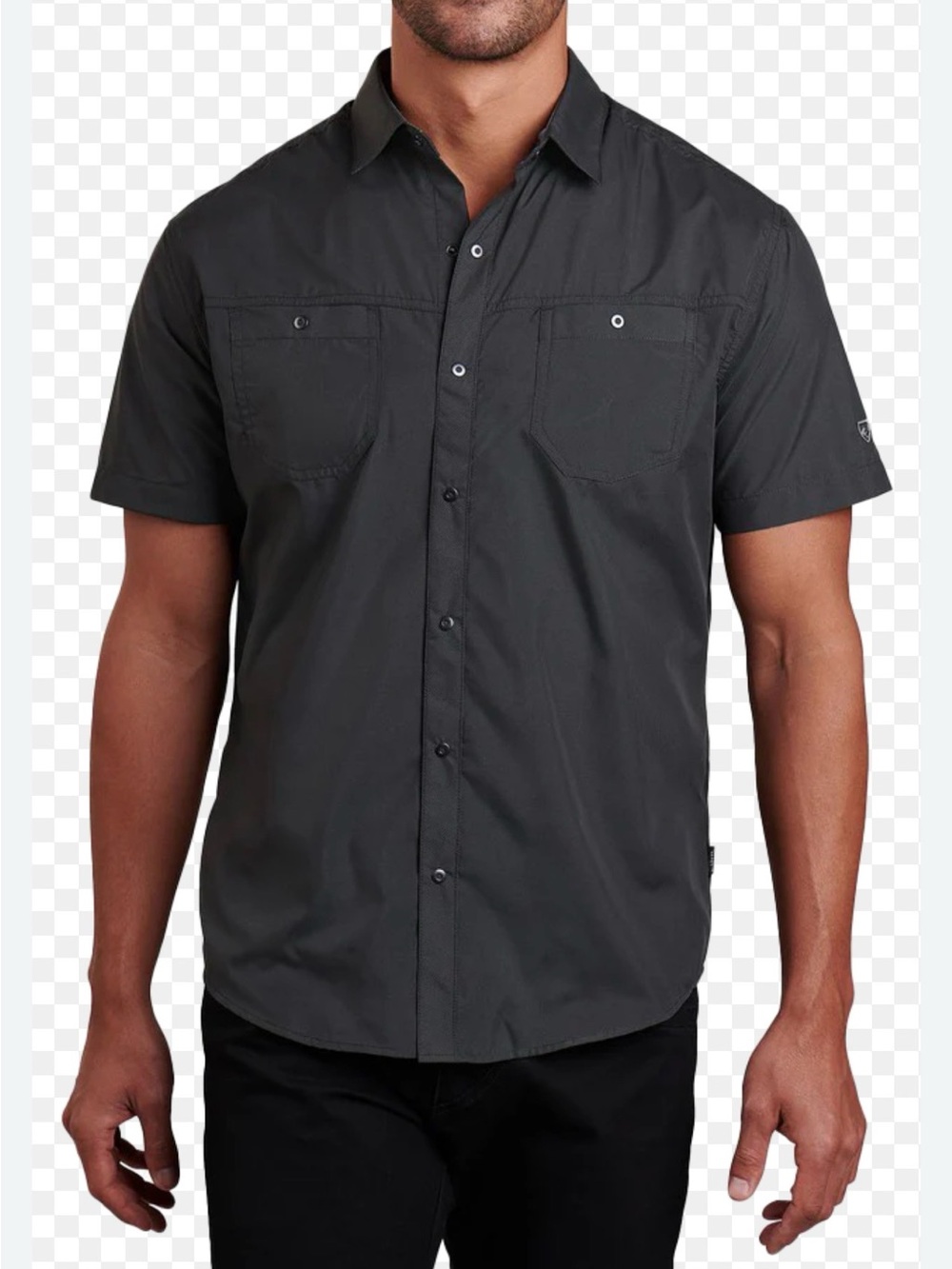 Kuhl Men's Stealth Short Sleeve Button-Down Shirt - Charcoal Size Large